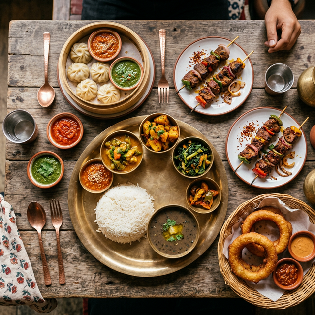 Authentic Nepali cuisine spread — momos, dal bhat, sekuwa and traditional Himalayan dishes served at Sydney restaurants